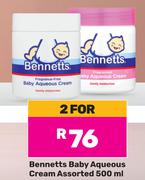 Bennetts Baby Aqueous Cream Assorted-For 2 x 500ml
