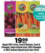 Rugani 100% Carrot, Carrot & Beetroot, Carrot & Pineapple, Ginger Infused Carrot Juice-750ml Ea