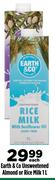 Earth & Co Unsweetened Almond Or Rice Milk-1Ltr Each