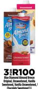 Blue Diamond Almond Breeze Original,Unsweetened,Vanilla Sweetened,Vanilla Unsweetened-3 x 1Ltr