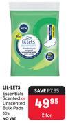 Lil-Lets Essentials Scented Or Unscented Bulk Pads-For 2 x 30's 
