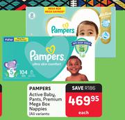 Pampers Active baby, Pants Premium Mega Box Nappies All variants-Each