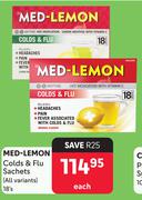 Med-Lemon Colds & Flu Sachets All Varinats-18's Each