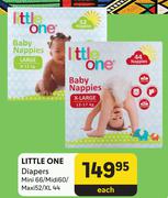 Little One Diapers Mini 66/Midi 60/Maxi 52/XL 44-Each