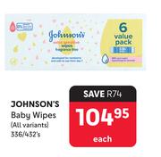 Johnson's Baby Wipes All variants-336/432's Each