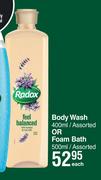 Radox Body Wash 400ml Or Foam Bath 500ml Assorted-Each