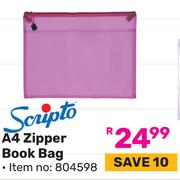 Scripto A4 Zipper Book Bag 804598-Each