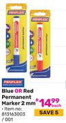 Penflex Blue Or Red Permanent Marker 2mm 813163003/001-Each