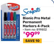Scripto Bionic Pro Metal Permanent Markers (4-Pack) 819802