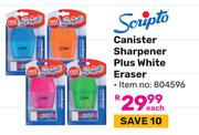 Scripto Canister Sharpener Plus White Eraser 804596-Each