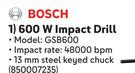 Bosch 600W Impact Drill GSB600-Each