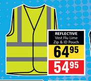 Reflective Vest Flu Lime Zip & ID Pouch