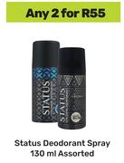Status Deodorant Spray Assorted-For Any 2 x 130ml