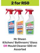 Mr Sheen Kitchen/Bathroom/Glass Or Mould Cleaner Assorted-For 2 x 500ml