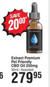 Extract Premium Pet Friendly CBD Oil 250mg Assorted-30ml