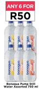 Bonaqua Pump Still Water Assorted-For Any 6 x 750ml