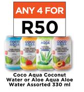 Coco Aqua Coconut Water Or Aloe Aqua Aloe Water Assorted-For Any 4 x 330ml