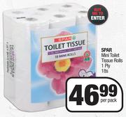 Spar Mini Toilet Tissue Rolls 1 Ply 18's Pack- Per Pack
