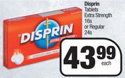 Disprin Tablets Extra Strength 16's Or Regular 24's Pack- Each