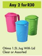 Otima 1.5L Jug With Lid Clear Assorted-For Any 2