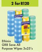 Ethinix GR8 Save All Purpose Wipes-For 2 x 3 x 25's
