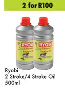 Ryobi 2 Stroke/4 Stroke Oil-For 2 x 500ml