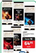Lindt Chocolate Slabs (All Variants)-100g Each