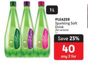Pleazer Sparkling Soft Drink (All Variants)-For Any 2 x 1Ltr