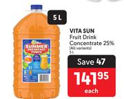 Vita Sun Fruit Drink Concentrate 25% (All Variants)-5Ltr Each