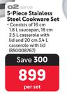 O2Serve 5-Piece Stainless Steel Cookware Set-Per Set