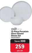 O2dine 12-Piece Porcelain Gloss Glazed Dinner Set-Per Set