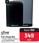 5Five 6Ltr Pedal Bin-Each
