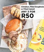 Cinnabun, Filled Doughnuts Or Filled Cannoli-For Any 3