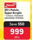 Plasocn Polvin Super Acrylic 2640508, 378356-20Ltr 