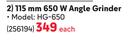 Ryobi 115mm 650W Angle Grinder 256194-Each