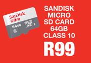 Sandisk Micro SD Card 64GB Class 10