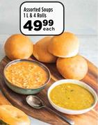 Assorted Soups 1L & 4 Rolls-Each