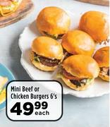 Mini Beef Or Chicken Burgers-6's Each