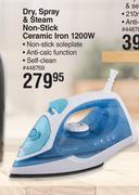 Elektra Dry, Spray & Steam Non Stick Ceramic Iron 1200W