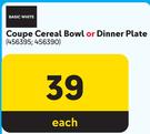 Basic White Coupe Cereal Bowl Or Dinner Plate-Each