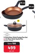 Home Living 2 Pack Non Stick Frying Pan Set Or 5L Non Stick Saute Pan-Per Set