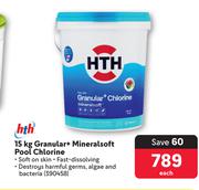 HTH 15Kg Granular+ Mineralsoft Pool Chlorine-Each