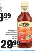 Wellington's Sweet Chilli Or Sweet Jalapeno Sauce-700ml Each