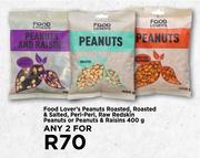 Food Lover's Peanuts Roasted, Roasted & Salted, Peri Peri, Raw Redskin Peanuts-For Any 2 x 400g