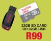 Sandisk 32GB SD Card Or 32GB USB