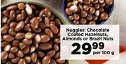Nuggles: Chocolate Coated Hazelnuts, Almonds Or Brazil Nuts-Per 100g