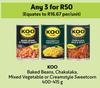 Koo Baked Beans, Chakalaka, Mixed Vegetable Or Creamstyle Sweetcorn-For 3 x 400g-415g