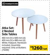 Home & Kitchen Atka Set 2 Nested Side Tables-460mm (h) x 600mm (d) x 400mm (h) x 480mm (d)-Per Set