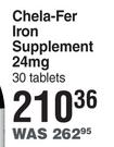 Chela-Fer Iron Supplement 24mg 30 Tablets