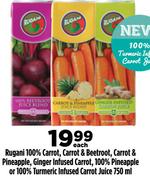 Rugani 100% Carrot, Carrot & Beetroot, Carrot & Pineapple, Ginger Infused Carrot Juice-750ml Ea